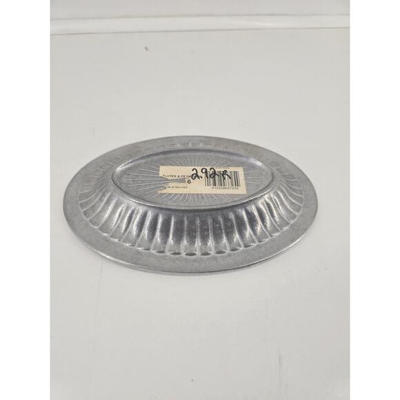 Pewter Decorative Plate w/ Beaded Rim – 8″ Round Accent Dish - Picture 2 of 3